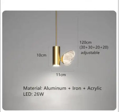 Nordic ring pendant light Acrylic butterfly lights Creative Gold luxury pendant light