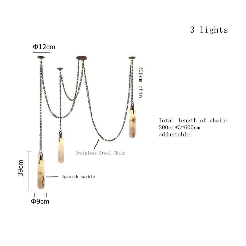Marble Multi Light Pendant Chandelier Brass Alabaster Ceiling Chandelier Desigener For Living Dining Room Loft Staircase