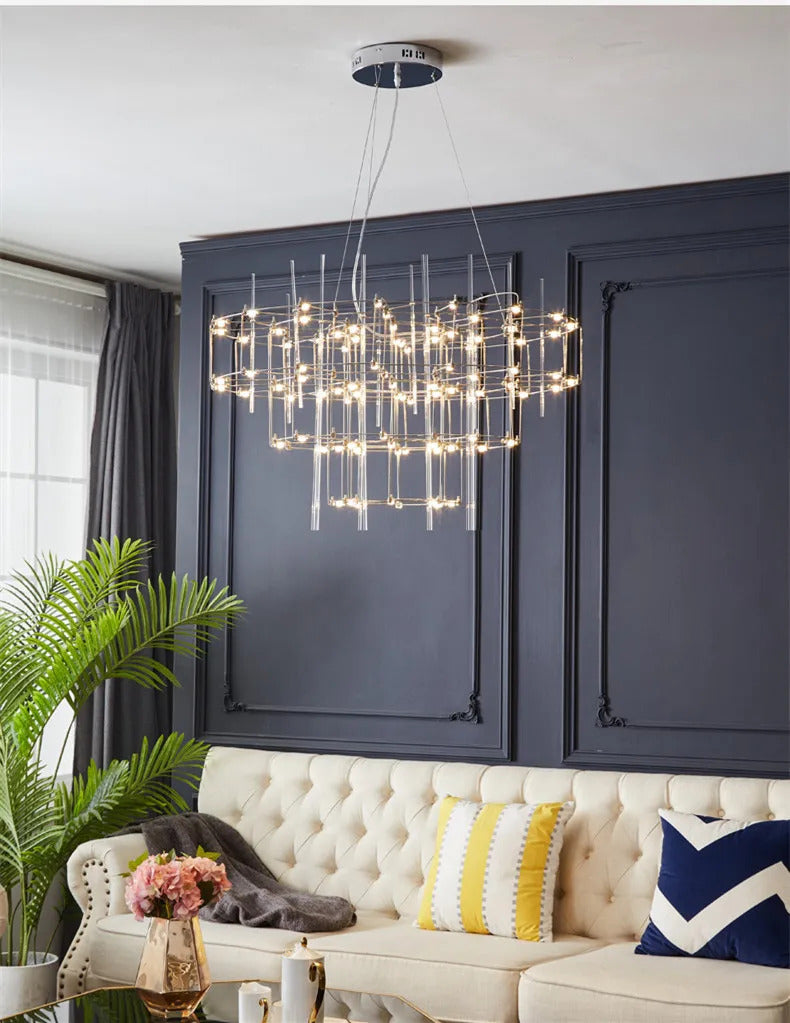 Luxury Stainless Steel Chandelier Modern Chrome LED Firefly Ceiling Chandelier