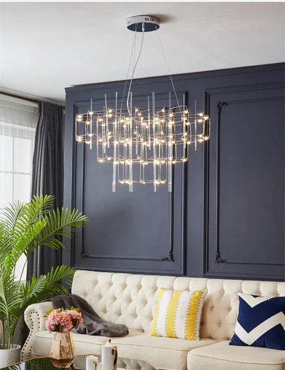 Luxury Stainless Steel Chandelier Modern Chrome LED Firefly Ceiling Chandelier