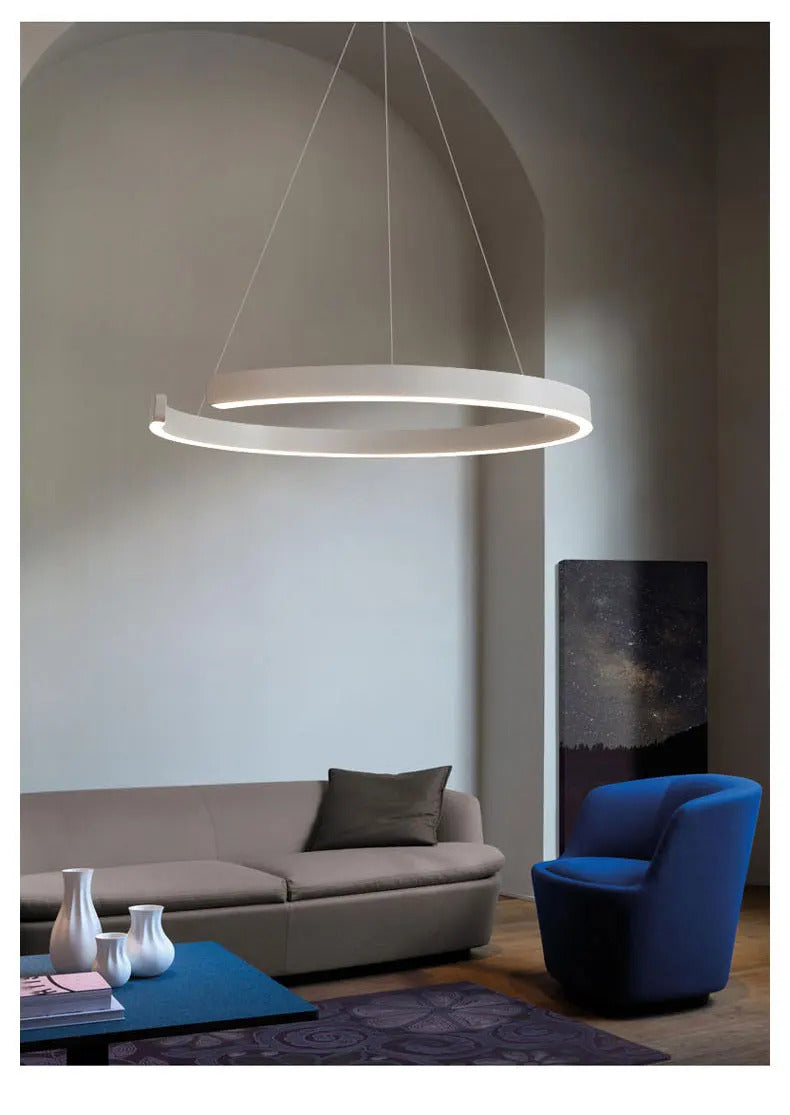 Nordic Led Ring Chandelier Modern Design Rose Gold Black White and Gold Lamp