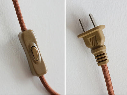 Retro Walnut Ash Wood LED Wall Lamp Copper Bedside Pull Chain Wall Light