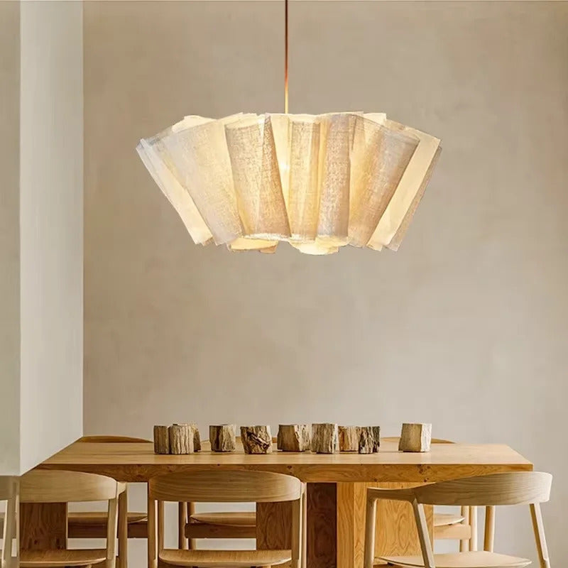 Nordic Linen Pleated Pendant lamp Vintage Wabi Sabi Wind Pendant light