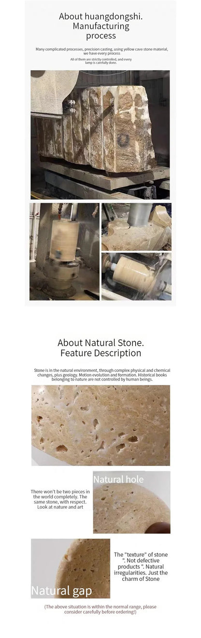 Nordic yellow Cave Stone Wood pendant light Wabi sabi retro natural stone Chandelier Lamp