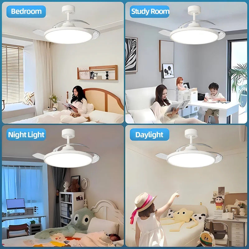 Ceiling Fan With Light Modern Remote Smart Invisible Ceiling Fan Bedroom Lamp