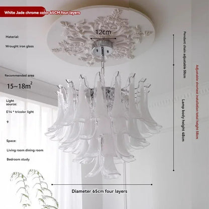 White Petal Glass chandelier French branch shaped crystal pendant light
