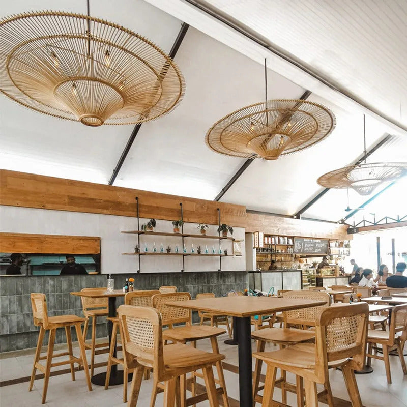 Large Wicker Pendant Lamp Wabi Sabi Style Rattan Chandelier