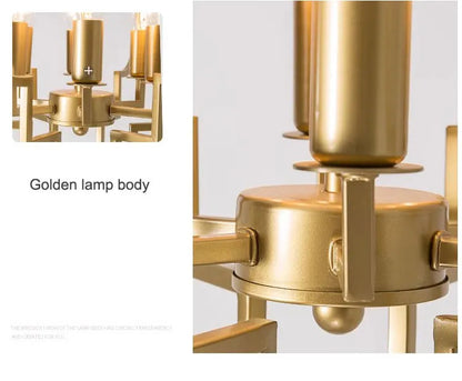 American Vintage Wrought Iron Gold Chandelier Nordic Design Living Room Pendant Lamp
