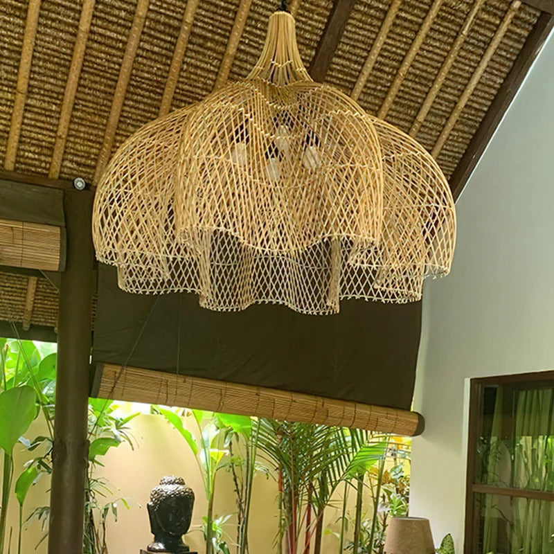 Wabi Sabi Rattan Pendant Lamp Modern Living Room Wicker Pendant Lamp