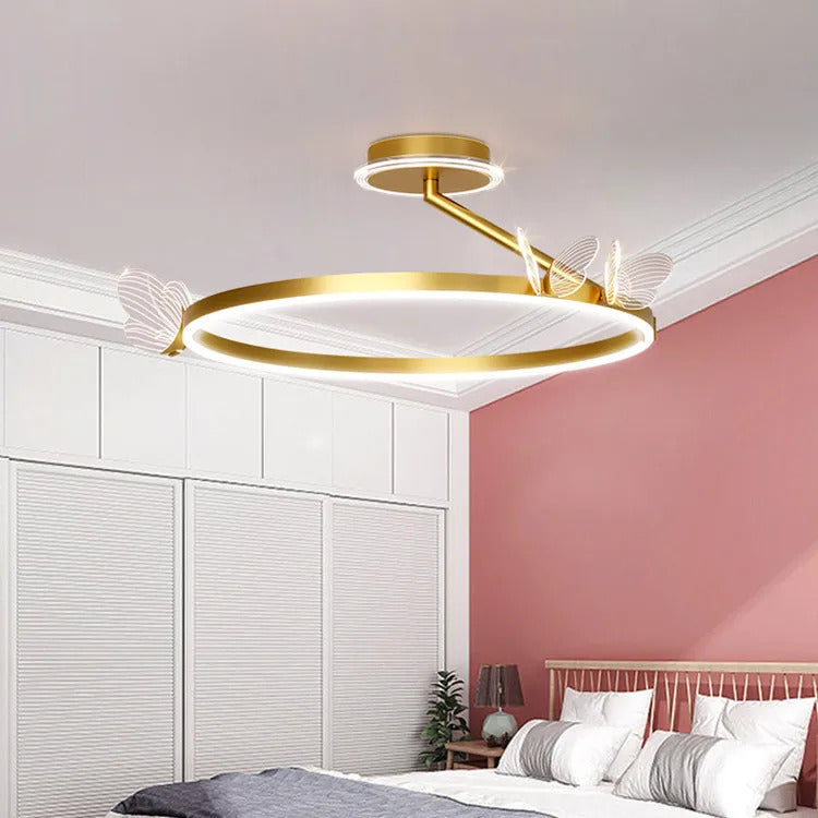 Nordic ring pendant light Acrylic butterfly lights Creative Gold luxury pendant light