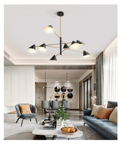 Nordic Minimalist Cone Shape chandelier Danish design black gold  iron Pendant Light