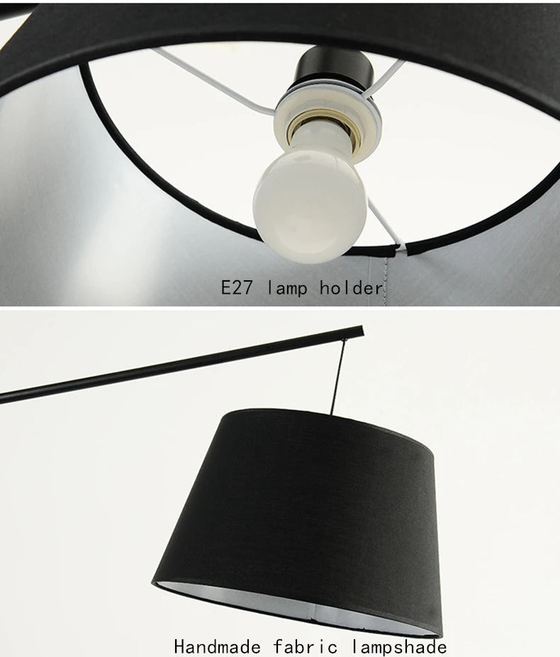 Nordic Black Fishing Floor Lamps for Living Room Sofa Corner Standing Lights