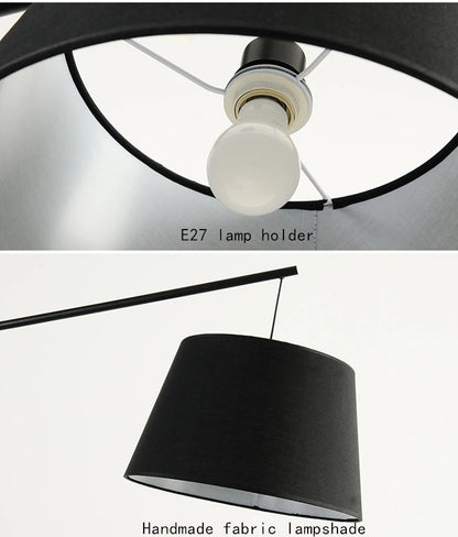 Nordic Black Fishing Floor Lamps for Living Room Sofa Corner Standing Lights