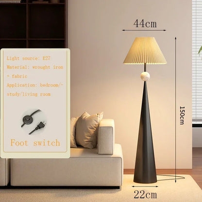 Wabi-sabi Floor Lamp Cloth Cover Art Decorative Bedroom Bedside Floor Light