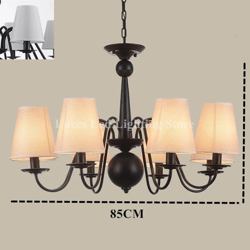 Ameican Black Rustic Chandelier Hotel Salon Hanging Lamp