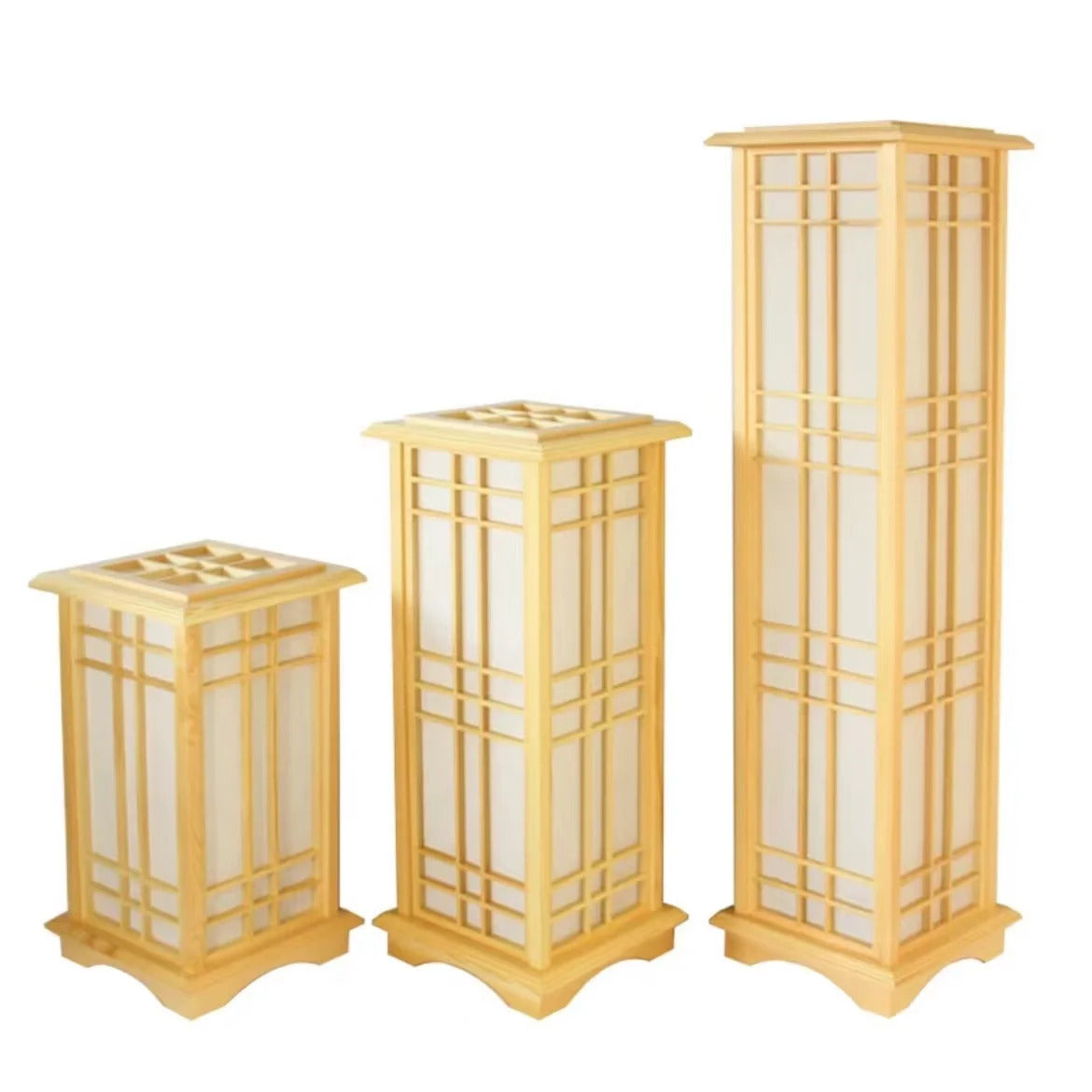 Japanese wooden floor lamp LED Wabi Sabi minimalist Square Wood Made standing lamp