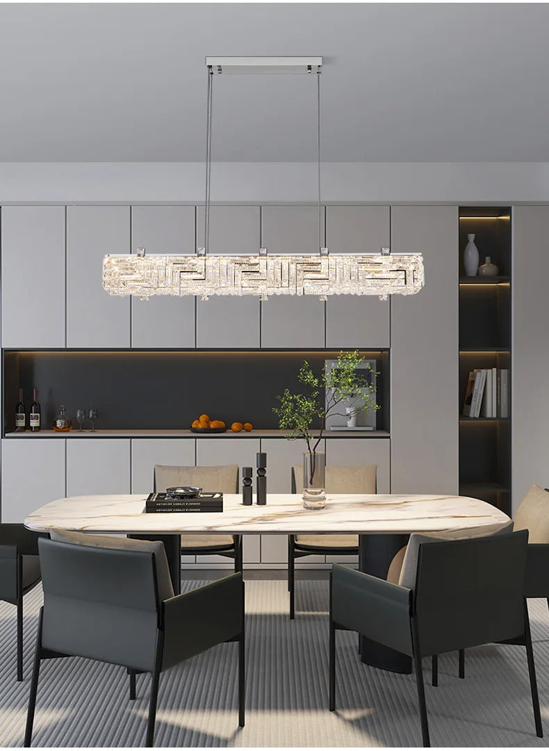 Modern crystal long strip chandelier Luxury Gold  Kitchen island Pendant lamp