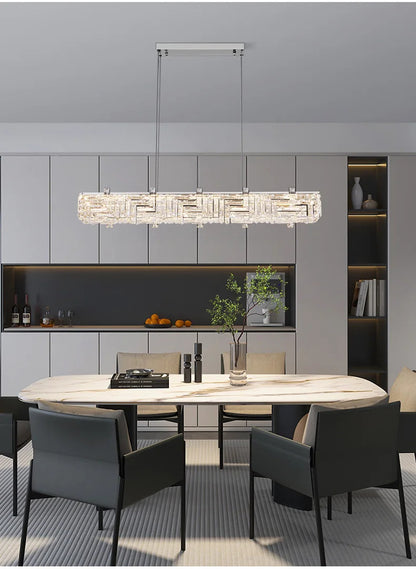 Modern crystal long strip chandelier Luxury Gold  Kitchen island Pendant lamp