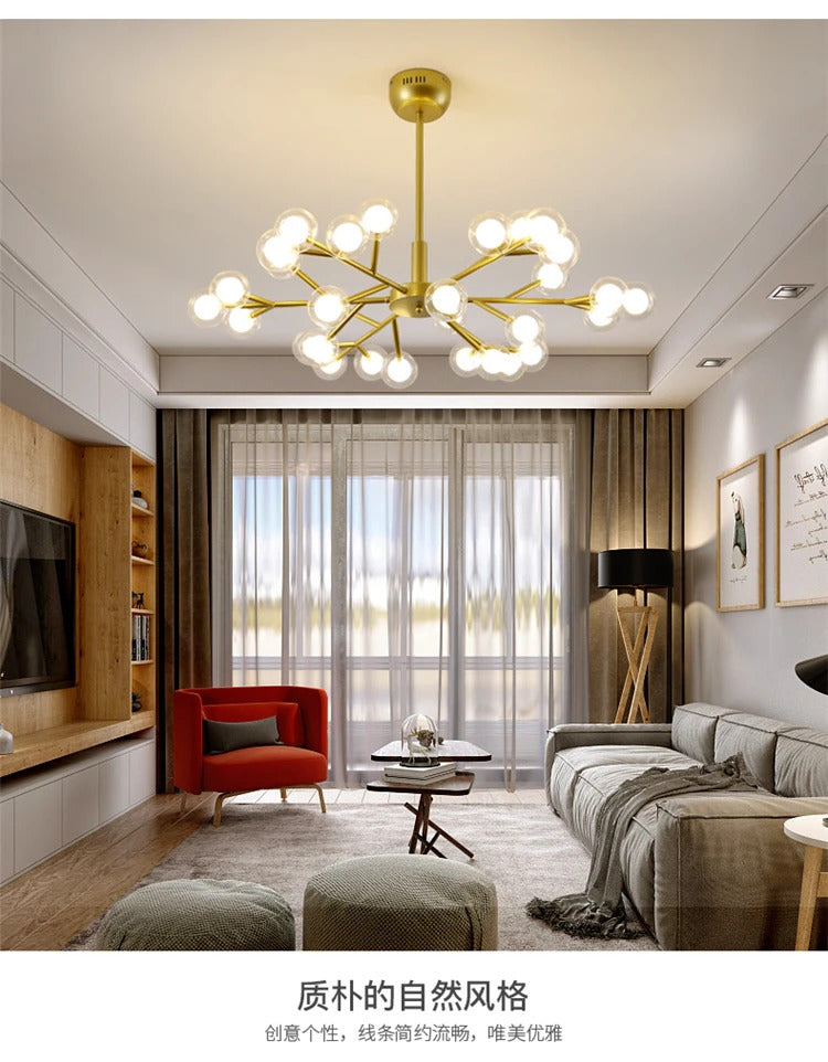 Nordic molecular chandelier G4 bulb ball chandelier