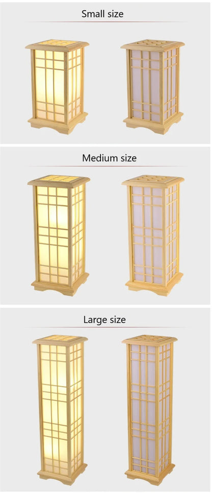 Japanese wooden floor lamp LED Wabi Sabi minimalist Square Wood Made standing lamp