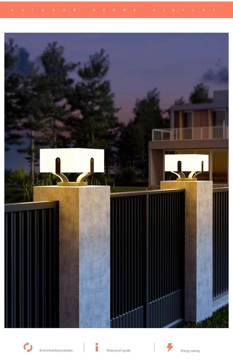 Solar Pillar Lights Villa Outdoor Waterproof  LED Wall Lamp  Gate Garden Lighting