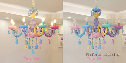 European Children rainbow chandelier Bedroom Princess room kawaii light