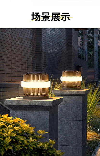 Outdoor wall column head lamps Waterproof solar floor lights  Pillar Wall lighting LED