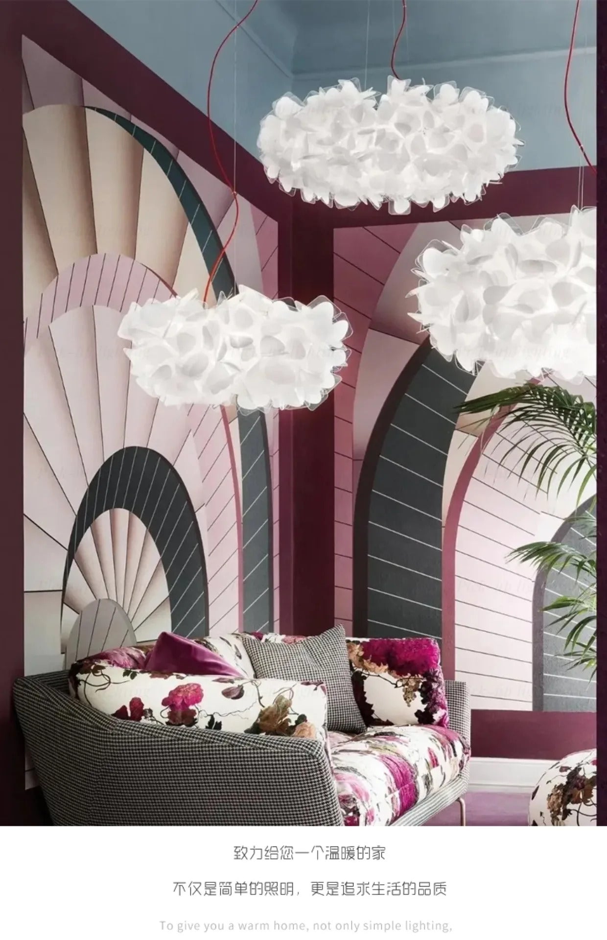Italian Art Flower Petal Style Pendant light Nordic Clouds Led Chandelier