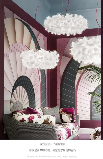 Italian Art Flower Petal Style Pendant light Nordic Clouds Led Chandelier