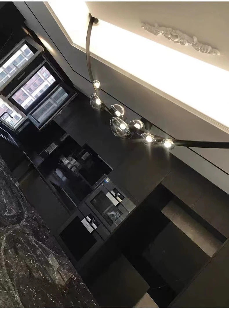 Italian Designer Loft Chandelier Luxury Leather Hanging Pendent Light