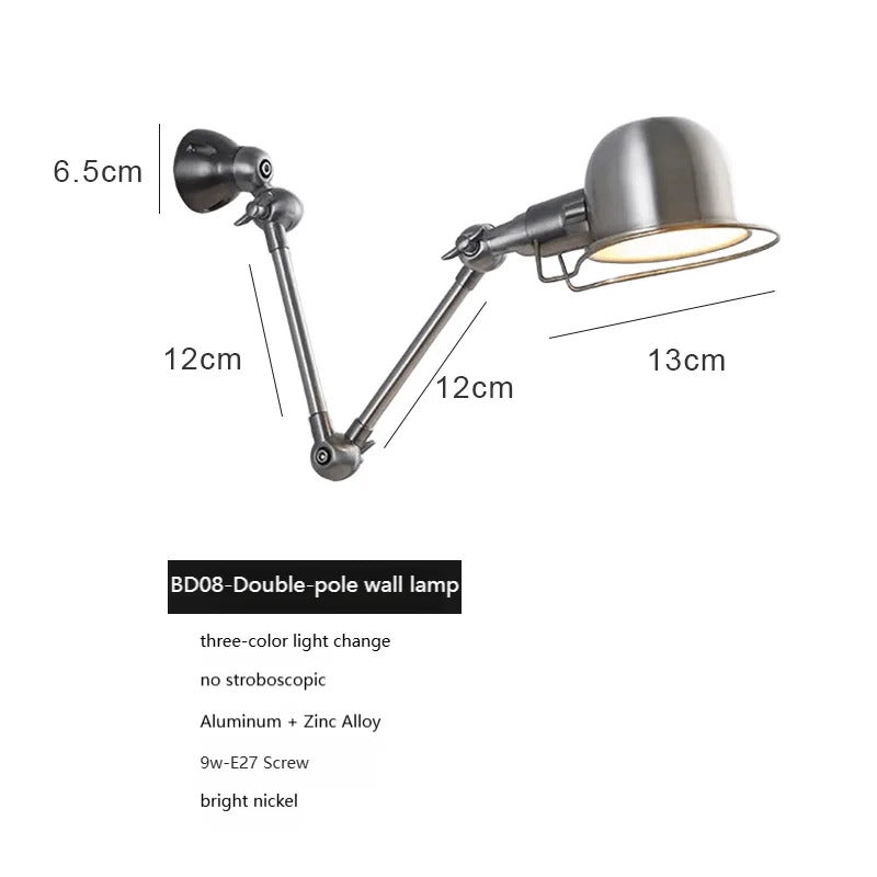 Bauhaus vintage silver wall lamp American Industrial Minimalist Adjustable wall lighting