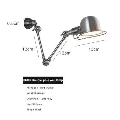 Bauhaus vintage silver wall lamp American Industrial Minimalist Adjustable wall lighting