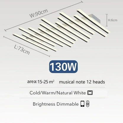 Art Fishbone Line Acrylic LED Ceiling Lamp Living Room Bedroom Lighting