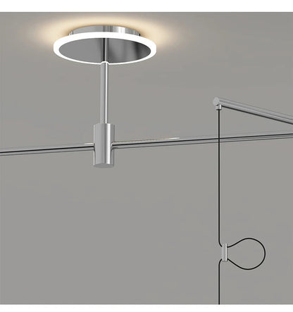 French Flying Saucer Pendant Light Creative Design Extendable Rotating Long Pole Lamp