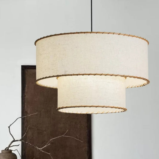 French Style Fabric Pendant Lamp Wabi Sabi Handmade Pendant Light