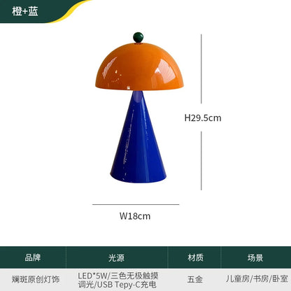 Memphis Mushroom Iron Art LED Table Lamps with Touch Switch USB Charging Desk Lights Living Room Bedroom Office Restaurant Study