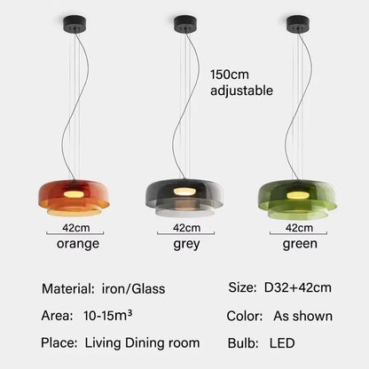 Vintage Glass Lampshade Pendant Lamp Simple Orange Pendant Lamp