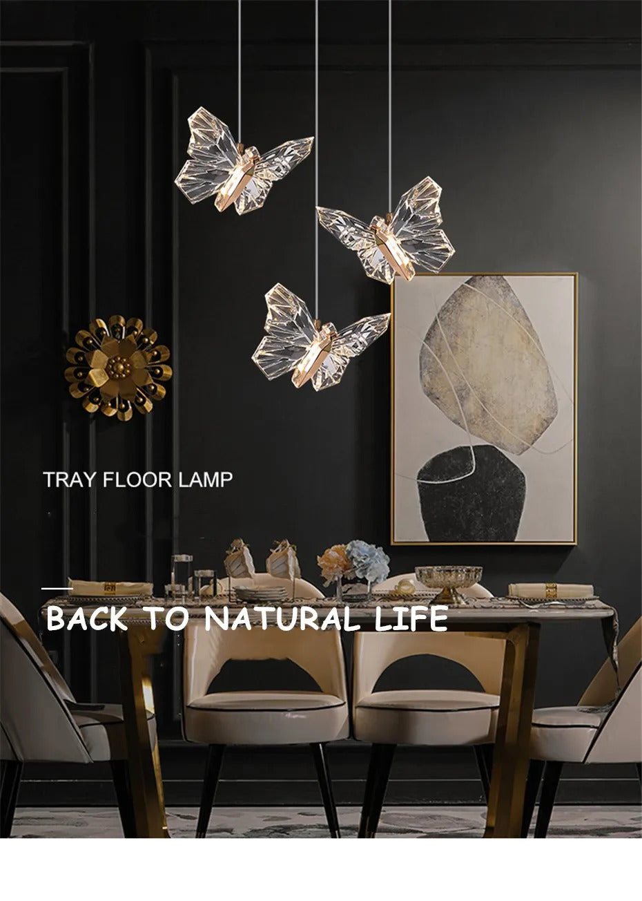 Crystal butterfly lamp Nordic Luxury Crystal Staircase Chandelier