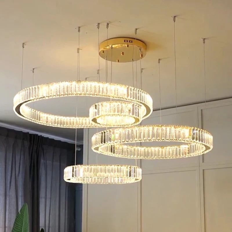 Luxury Crystal LED Pendant Lights Home Villa Living Room Dimmable Lighting Lustre Decoration Ceiling Chandelier Lamps Fixtures