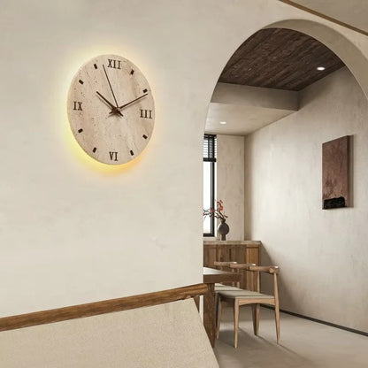 Creative Cave Stone Clock Wall Lamp Wabi Sabi Background Wall Light sconce