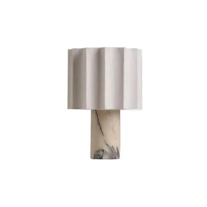 Moden Cylindrical Marble LED Table Lamps White Pleated Fabric Lampshade Living Room Bedroom Study Restaurant Reading Desk Lights
