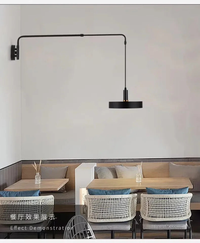 Nordic Swing Arm Black Wall Light Modern corner living room long Adjustable Wall lamp