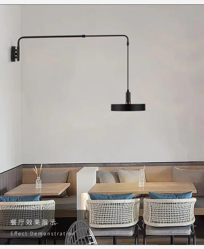Nordic Swing Arm Black Wall Light Modern corner living room long Adjustable Wall lamp