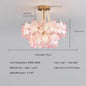 French Flower Crystal Chandelier Lamp Luxury Pink Glass Cream Petal Pendant Lights Living Room Bedroom Dining Room lighting