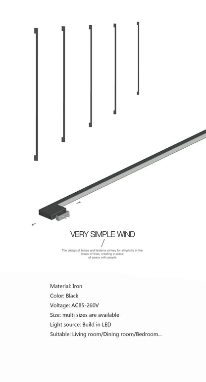 Modern Black Long Strip Wall Lamp Outdoor waterproof Corridor staircase wall light