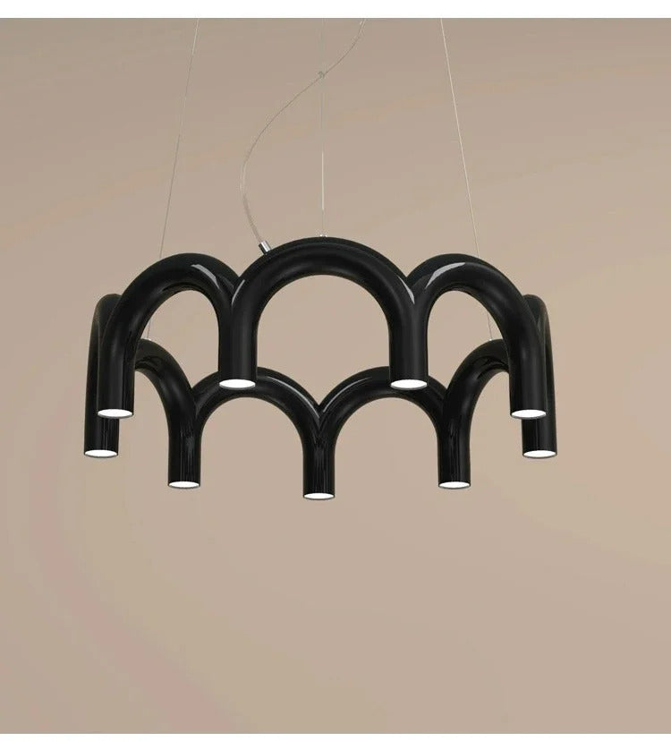 Oblure Arch Chandelier Post Modern Design Pendant Light for Coffee living Room Kitchen U shaped Lamp Blue Metal macaron lamp