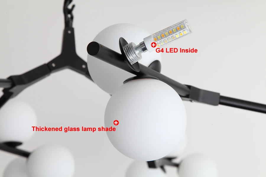 Nordic tree branch ball chandelier Modern white glass ball Led Pendant lights