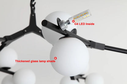 Nordic tree branch ball chandelier Modern white glass ball Led Pendant lights
