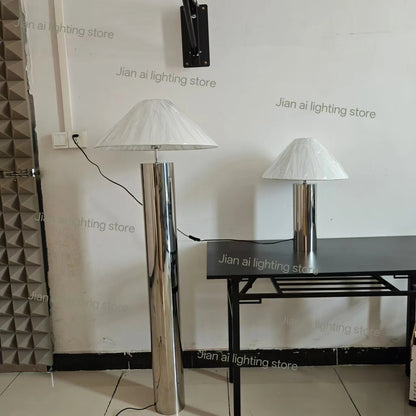 H5 Modern Bamboo Hat Stainless Steel Floor Lamp Simple LED E27 Light Bulb Model Room Bedroom Study Designer Hat Desk Decoration