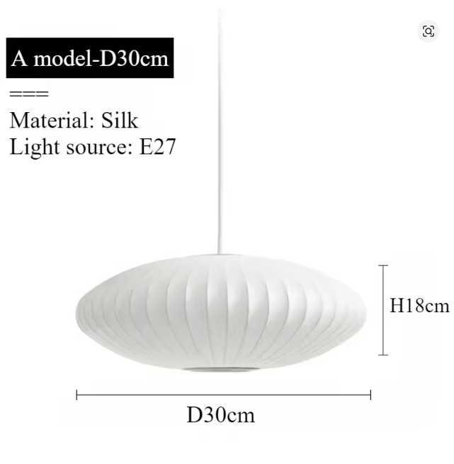 Japanese pendant light white design minimalist lamp Silk Cloth Light